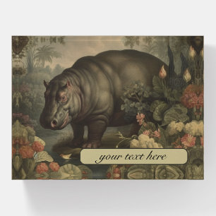 Vintage Botanical Hippo, customizable Paperweight
