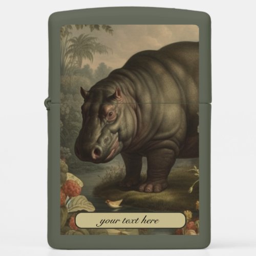 Vintage botanical hippo customizable  zippo lighter