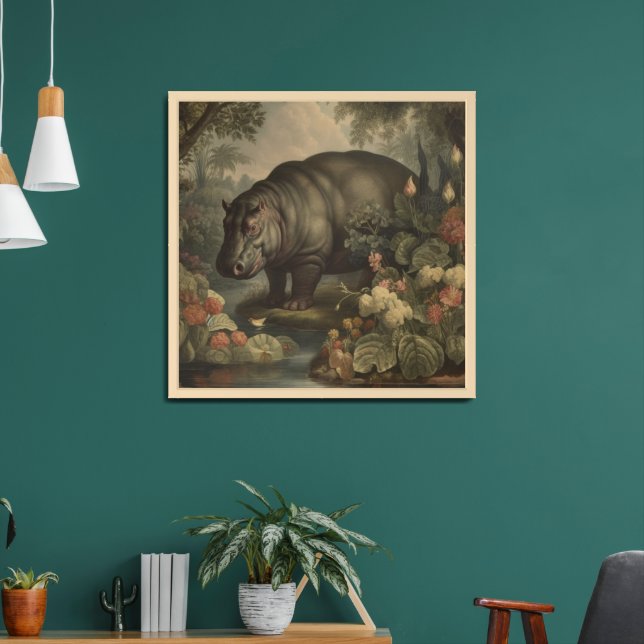 Vintage Botanical Hippo  Framed Art (Living Room 2)