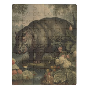 Vintage Botanical Hippo Jigsaw Puzzle