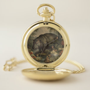 Vintage Botanical Hippo Pocket Watch
