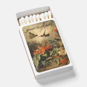 Vintage botanical hummingbirds customizable matchboxes