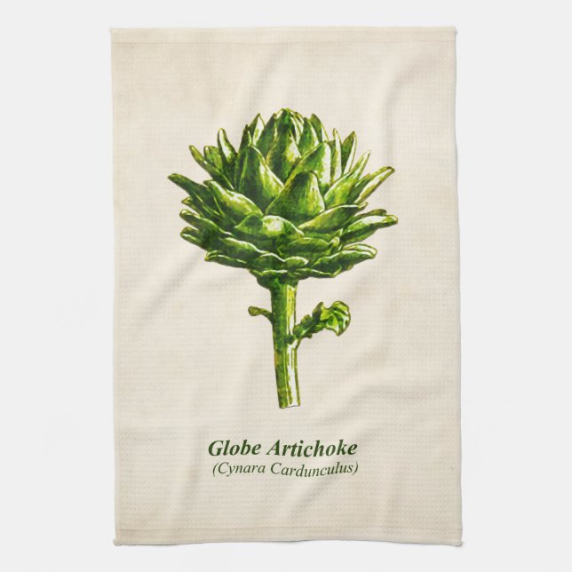 Vintage Botanical Illustration, Artichoke  Kitchen Towel (Vertical)