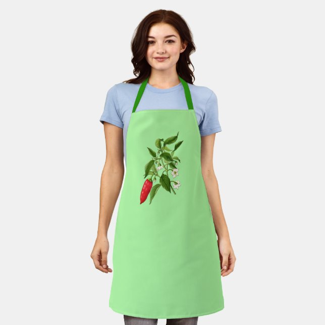 Vintage Botanical Illustration, Chili Pepper Apron (Worn)