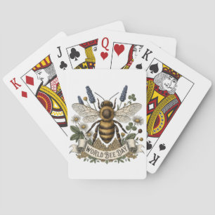 Vintage Botanical Illustration for World Bee Day Poker Cards