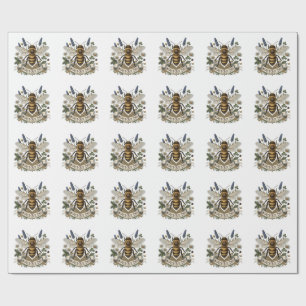 Vintage Botanical Illustration for World Bee Day w Wrapping Paper