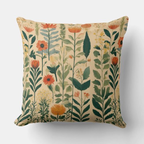 Vintage Botanical Illustration Pillow Cover