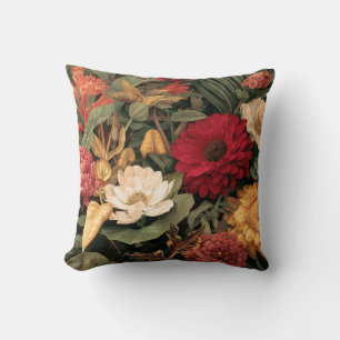 Vintage Botanical Illustration Throw Pillow