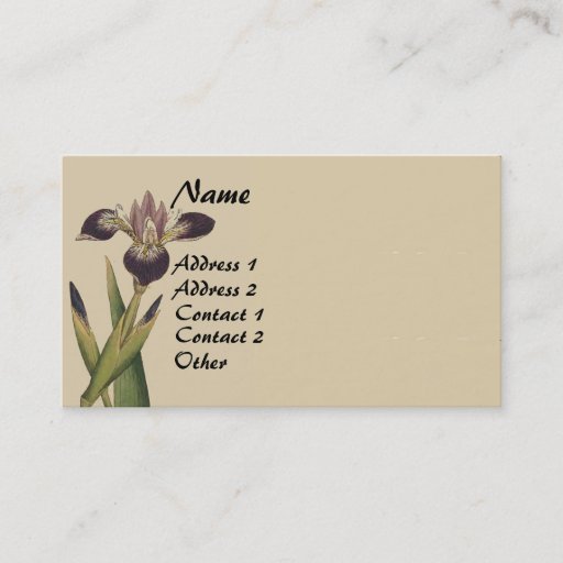 Customizable Vintage Botanical Iris Flower Business Cards