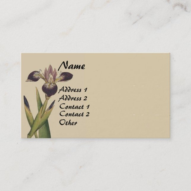Vintage Botanical Iris Flower Business Cards (Front)
