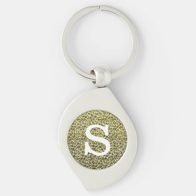 Vintage Botanical Leaf and Floral Pattern Keychain (Front)