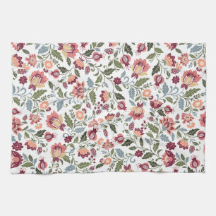 Vintage Botanical Leaf and Flower Designs Kitchen Towel
