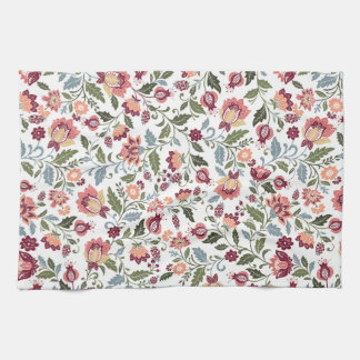 Vintage Botanical Leaf and Flower Designs Kitchen Towel