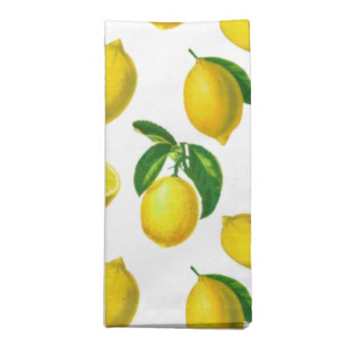 Vintage Botanical Lemon Print Cloth Napkin