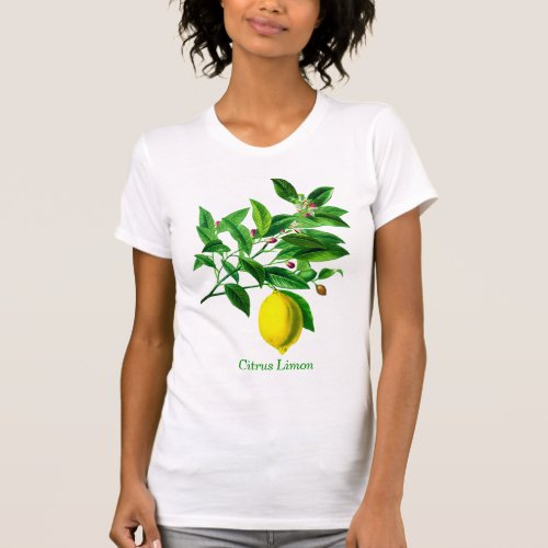 Vintage Botanical Lemon Print T_Shirt