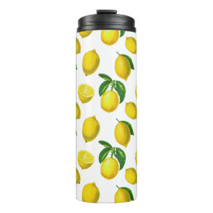 Vintage Botanical Lemon Print Thermal Tumbler