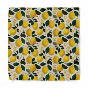 Vintage Botanical Lemon Seamless Pattern Bandana