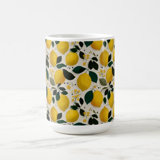 Vintage Botanical Lemon Seamless Pattern Coffee Mug (Center)