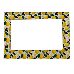 Vintage Botanical Lemon Seamless Pattern Magnetic Frame