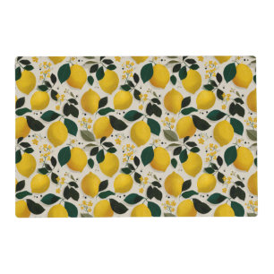 Vintage Botanical Lemon Seamless Pattern Placemat