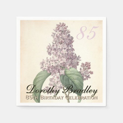 Vintage Botanical Lilac 85th Birthday Party PN Paper Napkins