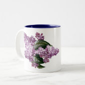 Vintage Botanical Lilacs Flowers Tea Two-Tone Coffee Mug (Front Left)