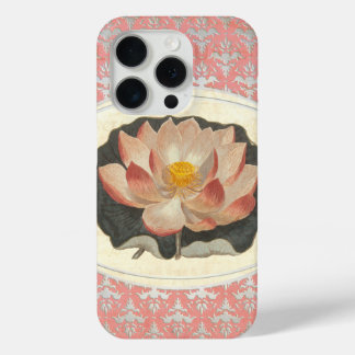 Vintage Botanical Lotus Blossom Elegant Yoga iPhone 15 Pro Case