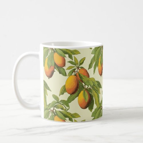 Vintage Botanical Mango Pattern Ceramic Mug