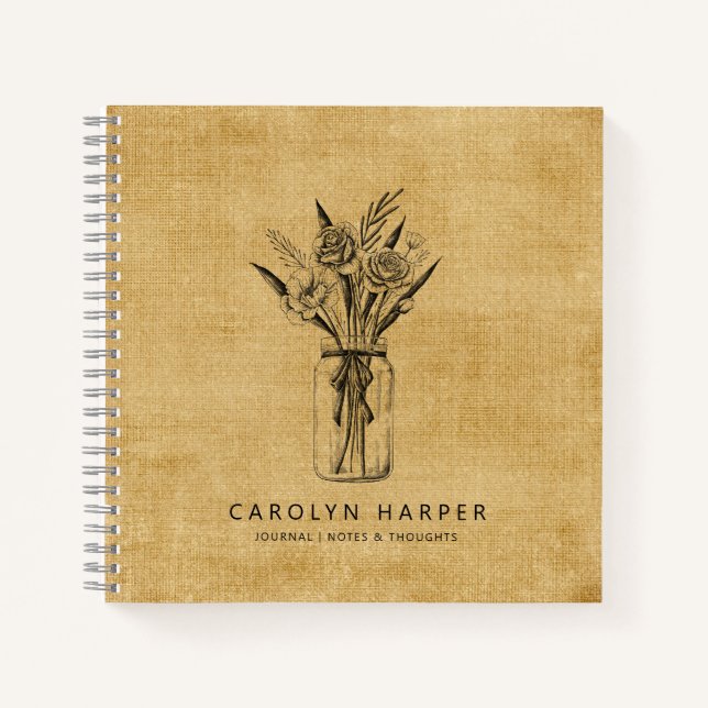 Vintage Botanical Mason Jar Journal (Front)