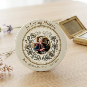 Vintage Botanical Memorial Celebration of Life Button
