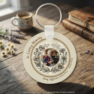 Vintage Botanical Memorial Celebration of Life Keychain