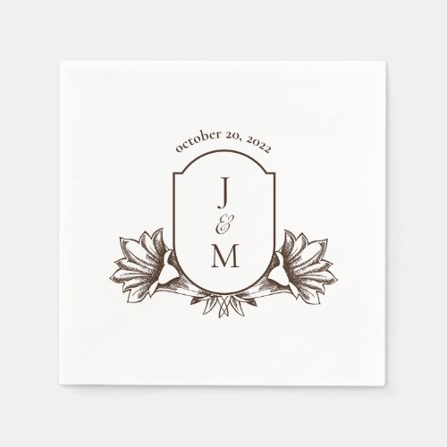 Vintage Botanical Monogram Crest Napkins