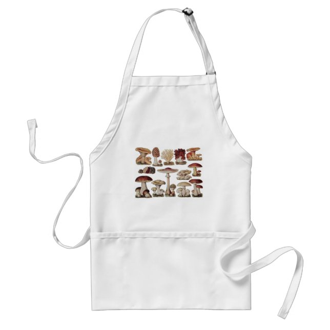 Vintage Botanical Mushrooms Adult Apron (Front)