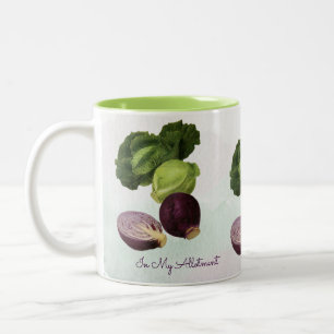 Vintage Botanical "My Allotment Cabbages" Two-Tone Coffee Mug