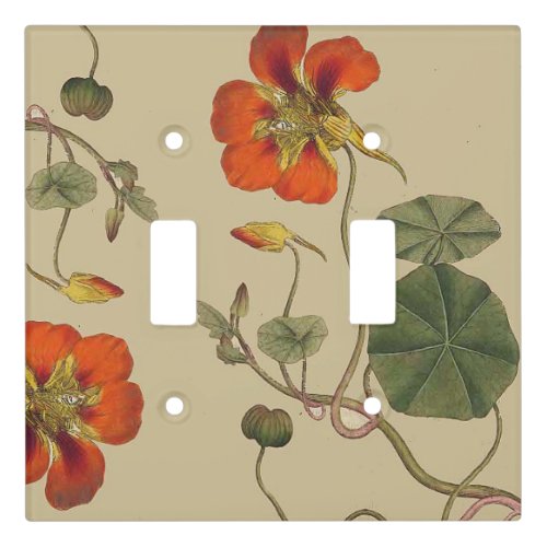 Vintage Botanical Nasturtium Flowers Floral Light Switch Cover