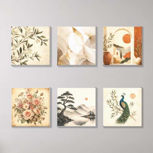Vintage Botanical, Nature and Minimalist Art Colle Canvas Photo Tile