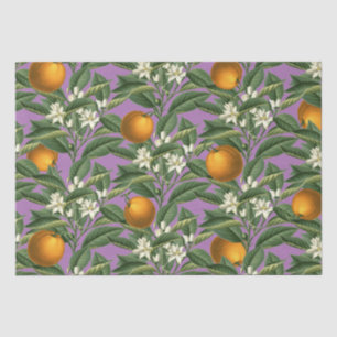 Vintage Botanical Orange Fruit Blossom Pattern Tissue Paper