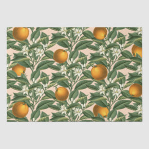 Vintage Botanical Orange Fruit Blossom Pattern Tissue Paper