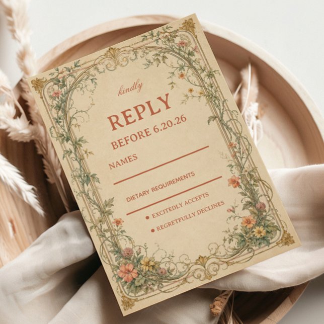 Vintage Botanical Ornamental RSVP Card (Creator Uploaded)