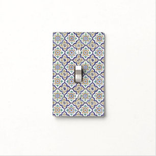 Vintage Botanical Ornamental Tiles Pattern  Light Switch Cover