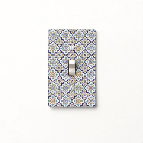 Vintage Botanical Ornamental Tiles Pattern  Light Switch Cover