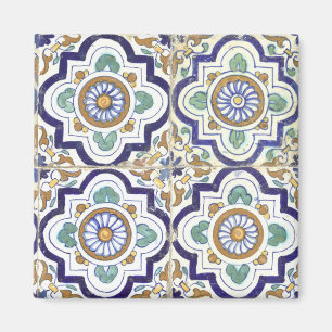 Vintage Botanical Ornamental Tiles Pattern Magnet