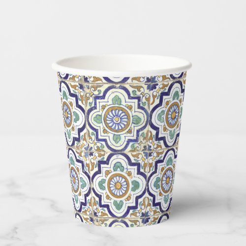 Vintage Botanical Ornamental Tiles Pattern  Paper Cups