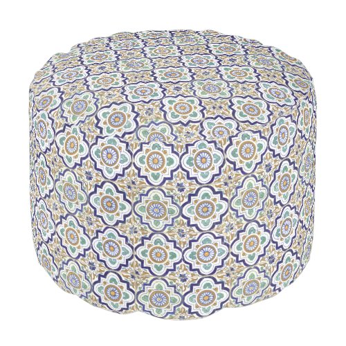 Vintage Botanical Ornamental Tiles Pattern  Pouf