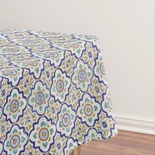 Vintage Botanical Ornamental Tiles Pattern Tablecloth