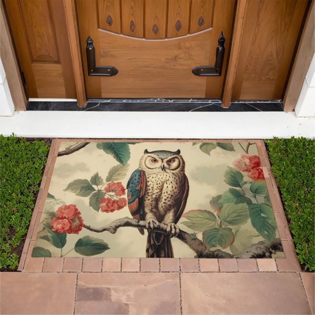 Vintage Botanical Owl in Forest Doormat (Outdoor)