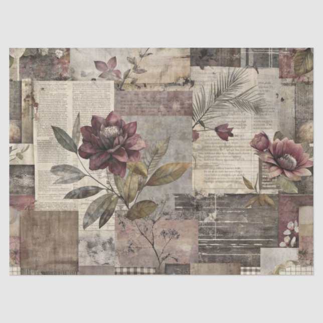 Vintage Botanical Patchwork Rustic (1) Tissue Paper (Front)