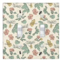 Vintage Botanical Pattern with Butterflies and Bee