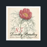 Vintage Botanical Peony 85th Birthday Party PN Paper Napkins<br><div class="desc">Customizable 85th Birthday Celebration Paper Napkin with Vintage Botanical Watercolors of red peony by Pierre-Joseph Redouté. You can easily change text (color, font, size and position) by clicking the customize button. Matching paper plate, Invitation, guest book (spiral notebook and hardcover), favor box and more... -------- "Pierre-Joseph Redouté (10 July 1759...</div>
