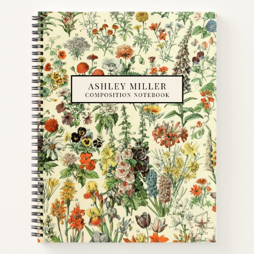 Vintage Botanical Personalized Name Notebook